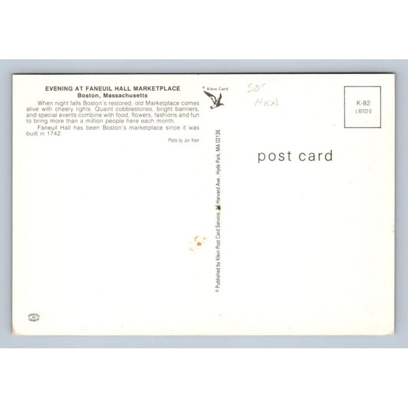 Evening at Faneuil Hall Marketplace Boston Massachusetts Postcard - Picture 2 of 6